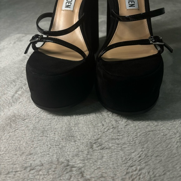 Steve Madden Erica Black Suede Platform Strappy Sandals Size 10 - Picture 6 of 11